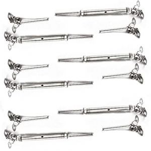 Lot de 6 paires de c&acirc;bles de 1,9 cm, tendeur &agrave; bascule en acier inoxydable &agrave; angle r&eacute;glable &agrave; 180 &deg; pour garde-corps d'escalier ext&eacute;rieur (Lead First, neuf)