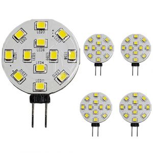 WeiHong Ampoules LED G4 2W Remplacement des ampoules halog&egrave;nes 20W, AC/DC 12V 24V 220 lumens Disco LED Bi-Pin, broche lat&eacute;rale JC,Sans scintillement et Anti-EMI (5, blanc chaud) (WeiHong Lighting, neuf)