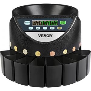 VEVOR Compteuse de Pièces 220 V, Petite Trieuse de Pièces de Monnaie 300 pièces par Minute, Capacité de 700 pièces Compteur de Pièces Compteuse de pièces en euros avec 8 Boîtes de Collecte (jolxvv, neuf)