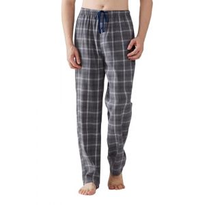 Jveyvth Pantalon de Pyjama Pour Homme, Pantalon de Nuit à Carreaux En Flanelle de Coton, Pantalons de Pyjama Avec Poches Et Braguette Boutonnée (CSEASY, neuf)