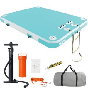 JYMRYLQ Quai gonflable flottant avec plateforme gonflable et antid&eacute;rapante avec pompe &agrave; corde, &eacute;chelle pour piscine, plage, lac, oc&eacute;an (Anmaons, neuf)