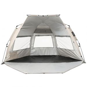 DERYAN Up-to-Go Tente de Plage Pop Up pour Enfants, Protection UV, UPF 50+ et Coupe-Vent, Tente Portable Compacte et Pliable - 4 Personnes, Mont&eacute;e en 1 Seconde - Argent (Deryan, neuf)