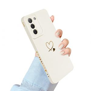 Newseego Coque Compatible avec Samsung Galaxy S21 5G Etui pour Filles Femmes, Dor&eacute; Amour Coeur Motif Doux Silicone Liquide Mignon Coeur Bord Antichoc Housse de Protection pour Samsung Galaxy S21-Blanc (NewseegoUK, neuf)