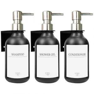 HCYWOC Lot de 3 Distributeur Savon Mural, Distributeur Savon Sans Percage 500 ML Mural, Noir (HCYWOC, neuf)