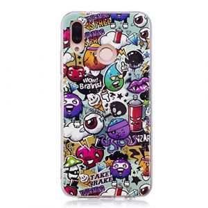 DasKAn Lumineux Silicone Coque pour Huawei P20 Lite,Fluorescent Lumineuse dans Le Noir Motifs Color&eacute;s Ultra Mince Souple TPU Housse &Eacute;tui pour T&eacute;l&eacute;phone Arri&egrave;re,Graffiti (DasKAn-EU, neuf)