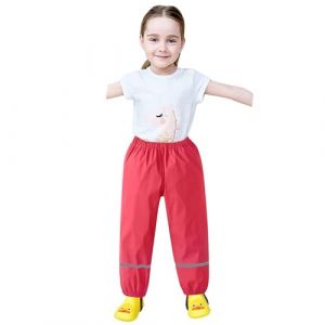 Pantalon De Pluie Enfant Salopette Pantalon Pour Fille Et Garçon Combinaison Pantalon Impermeable Et Coupe-Vent Pantalon Respirant Outdoor Avec Bande Réflé Pantalons (04-Hot Pink, 3-4 Years) (DaPongZhi, neuf)