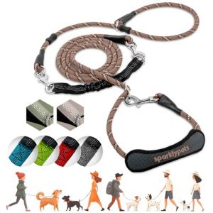SparklyPets Laisse élastique multifonction mains libres avec laisse amovible – Bandoulière et laisse de taille pour promener le chien, races moyennes et grandes (marron) (SparklyPets, neuf)