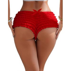 ohyeahlady Mini Short Bloomer Femme Sexy Moulant Court Short Chic Volant Y2k Lolita String Chic Hot Grande Taille Culotte Bresilienne Taille Baisse Maillot De Bain Hot Pants Halloween Cosplay Rouge,S (ohyeahlady, neuf)