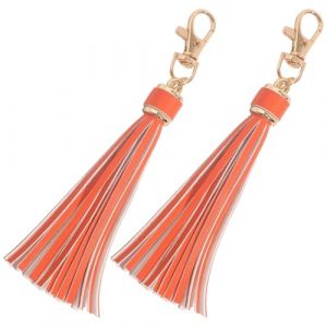 Glands en Cuir Porte-Clés,Pendentif Glands en Faux Cuir,Gland Avec Boucle,Décorative pour Décoration de Fournitures Artisanales und Sacs À Main Sac Cadeau (Couleur Orange) (Ulawellor, neuf)