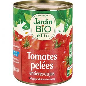JARDIN BIO &Eacute;TIC TOMATES ENTI&Eacute;RES PEL&Eacute;ES AU JUS BIO BO&Iuml;TE M&Eacute;TAL 800G, JARDIN BIO ETIC, LOT DE 4 (IC-Boutique, neuf)