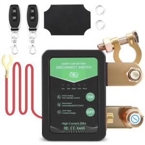 Disjoncteur de batterie 12 V sans fil pour voiture avec t&eacute;l&eacute;commande, interrupteur intelligent anti-vol, arr&ecirc;t automatique, relais de coupure pour voiture, RV, camion, ATV, bateau (vert) (wzahqajw, neuf)