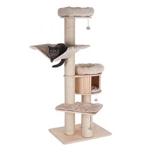 Natural Paradise &ndash; Arbre &agrave; chat Magnolia XL Plus | Avec &eacute;corces &eacute;paisses | H 175 x L 105 x l 90 cm (Cr&egrave;me) (bitiba GmbH, neuf)