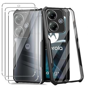 GEJEFA Coque pour Motorola Moto G14 avec 3 Pi&egrave;ces Verre Tremp&eacute;, Antichoc Transparente Dur PC + Anti-Rayures Souple TPU Fronti&egrave;re &Eacute;tui de Protection pour Motorola Moto G14 (YANGMING, neuf)