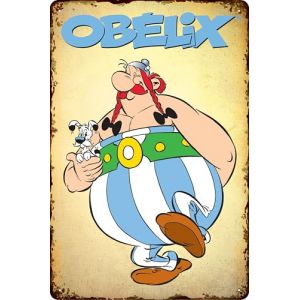 LUCKYLINDE - Plaque en t&ocirc;le r&eacute;tro ASTERIX et OBELIX, s&eacute;rie culte de bande dessin&eacute;e fran&ccedil;aise, plaque d&eacute;corative, 20 x 30 cm (Ob&eacute;lix & Idefix) (LuckyLinde, neuf)