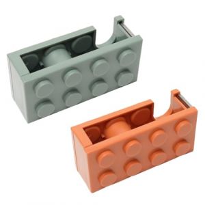 IKOPFLN 2 Pièces Dévidoir Dévidoir Ruban Adhésif en Forme de Blocs de Construction Dévidoir de Ruban Adhésif pour Bureaux Restaurants Fleuristes（vert + orange） (IKOPFLN, neuf)