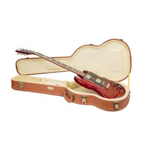 Crossrock étui Rigide Relief Series pour Guitare électrique Gibson SG, Finition Bois Rouge sculpté, intérieur en Peluche Ivoire, Serrure – Modèle CRW630SGRO (Musicasesupplier-FR, neuf)