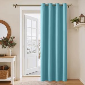 PONY DANCE Rideau Bleu - D&eacute;coration de Fen&ecirc;tre Isolation Thermique Rideaux Draperies avec Oeillets pour Enfant B&eacute;b&eacute;s Adulte Chambre, Largeur 132 x Hauteur 210cm, 1 Panneau, Bleu Clair (RYB HOME EU, neuf)