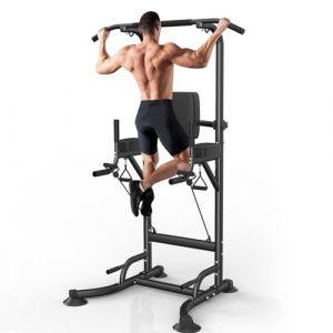Dskeuzeew Power Tower - Station de musculation avec barre de traction - Multifonction - Pour la musculation à la maison (Noir) (PERMANICKA MILANA, neuf)