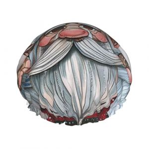 Bonnet de douche double couche avec imprimé de nain de Père Noël réutilisable pour femme (QICHENBO, neuf)