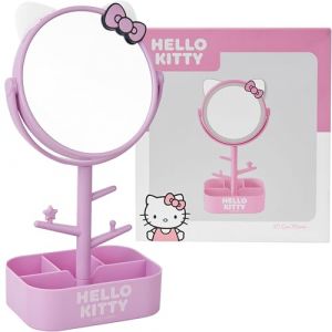 Get Trend Hello Kitty Sanrio Miroir Table avec Support Bijoux Fille et Ado, Miroir Coiffeuse Kawaii avec Plateau Bijoux, D&eacute;co de Chambre, Cadeau Manga (Rose Hello Kitty) (Get Trend., neuf)
