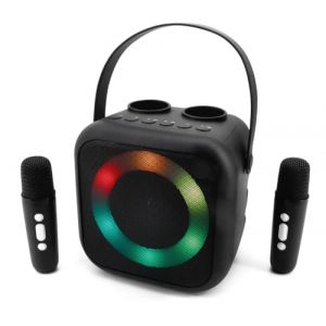 Soundmaster BT2024 Syst&egrave;me de karaok&eacute; Enceinte Bluetooth Portable avec 2 micros, transducteur de Voix, Effets LED, USB et AUX-in (Conrad Electronic France, neuf)