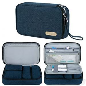 Sac pour Insuline, Trousse pour un diabétique, Sac de Rangement pour Stylos à Insulin, Lecteur de Glycémie et Autres Fournitures pour Diabétiques (Sac Uniquement), Bleu (LiWo, neuf)