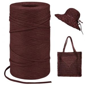 LEREATI Rafia Naturel Bobine 3mm x 300m Raphia &agrave; Crocheter Rafia Crochet, Fil de Raphia &agrave; Crocheter pour Sac, Chapeau, Paniers, Emballage Cadeau, Bricolage D&eacute;coration (Rouge Vin) (LEREATI, neuf)