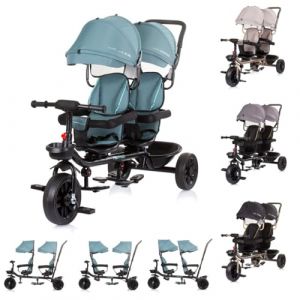 Chipolino Tricycle Hip Hop, Deux Enfants, jusqu'&agrave; 40 kg, si&egrave;ges pivotants &agrave; 360, Coloris:Turquoise (Babyshoppen, neuf)