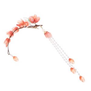 GOOHOCHY Barrette Fleur Chinoise avec Pompon Accessoire Cheveux Vintage pour Femmes Style Ancien &Eacute;l&eacute;gant Pinces M&eacute;talliques D&eacute;coratives Bijoux T&ecirc;te Oriental (ZXia, neuf)