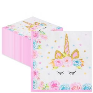 40 Pcs Serviette Licorne, Serviette Papier Jetable &Agrave; Motif Licorne, D&eacute;coration Anniversaire (Glistenz, neuf)