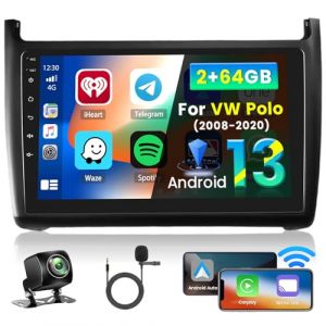 Inefala 2+64G Android 15 CarPlay Radio pour Volkswagen VW Polo 5 2008-2020, Écran Tactile de 9 '' avec sans Fil CarPlay et Android Auto, Prise en Charge Navigation GPS Lien Miroir BT RDS AHD WiFi DSP (Inefala, neuf)