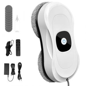 AHWOiHS Robot Nettoyeur Vitre Robot Laveur de Vitre avec Double Pulvérisation d'eau, Laveur de Vitre Automatique Télécommandé avec 10 Chiffons, pour Toutes Les Surfaces Lisses (AHWOiHS-EU, neuf)