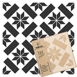 NAKLEO Pochoir &agrave; Carreaux pour Peinture 30x30cm, Mod&egrave;le en Plastique et R&eacute;utilisable, Errada Moderne &Eacute;toile Rectangle Marocain, DIY Bricolage D&eacute;coration, Pav&eacute; Blocs B&eacute;ton Sol Mur (Nakleo / Stencils / Stickers / Art&Wall Decor, neuf)