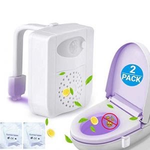 2 Pc UV Stérilisateur Lampe de Toilette Veilleuse LED Détecteur avec Aromathérapi, Détecteur de Mouvement pour Cuvette Siège 16 Changement de Couleurs Éclairage WC Idéal pour Parents et Enfants (ZEZHOU Direct, neuf)