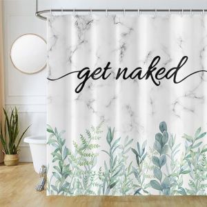Uiiooazy Rideau Douche Anti Moisissure, Rideau de Douche 240x180cm Feuilles d'eucalyptus Vert Marbre Gris Rideaux de Baignoire Tissu Lavable Imperméable Rideaux Salle de Bain avec 12 Crochets (dongguibinjingpinxiaodianpu, neuf)
