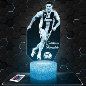 Lampe de chevet - Veilleuse Tactile C. Ronaldo Joueur de foot Sport Lampe 3D LED illusion, Idée cadeau Noël anniversaire garçon et fille Lampe de nuit chambre d'enfant ou adulte TOP (Lampephoto-fr, neuf)