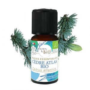 BORN TO BIO Huile Essentielle Cèdre de l'Atlas Bio - 100% Pure et Naturelle - Propriétés Décongestionnantes et Cosmétiques - Certifié EcoCert - 10ml (Born To BIO, neuf)