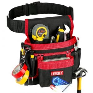 Ceinture &agrave; outils, pochette &agrave; outils magn&eacute;tique, 14 poches pour homme, ceinture &agrave; outils amovible et r&eacute;glable pour &eacute;lectricien, charpentier, construction, tablier de travail, ceinture utilitaire, noir (Spring Store-EU, neuf)
