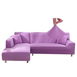 Jaotto Housse de Canapé d'angle Extensible 2 Pieces, Housse de Canapé Élastique en Forme de L, Revêtement de Canapé Universel Lavable, Couverture pour Canapé(3 Places+4 Places,Violet) (Jaotto, neuf)