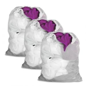 Grand Filet à Linge, 3 Pièces XXL 60x90cm Filet à Linge pour Machine à Laver Avec Cordon Filet à Linge pour Machine à Laver, Sac à Linge Peut être Utilisé pour les Rideaux Manteaux Doudounes (hongfutiancheng, neuf)