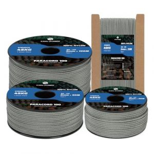 Kamu Synber 2mm Paracorde 30M 100% Nylon 1 Brin Parachute Corde Type I pour Bracelet, Survie, Extérieure, Camping | Supporte 250kg | Gris Anthracite (Kamu Synber, neuf)