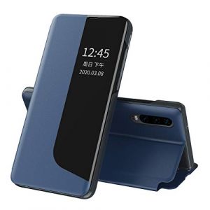 QIWEIQING coqu pour Huawei P30 Lite Cuir Clear View &Eacute;tui &agrave; Rabat &Eacute;tui Housse Antichoc Anti-Rayure Flip Folio Stand Support Coque pour Huawei P30 Lite Cover Case. Blue QH3 (QIWEIQING, neuf)