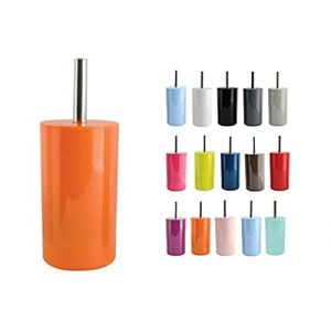 MSV Brosse WC Porte-Balai Toilette Pot à Balai „Inagua“ Ensemble WC à Poser en Polystyrène Balayette avec Manche en Acier Inoxydable Orange (bad_ambiente24, neuf)