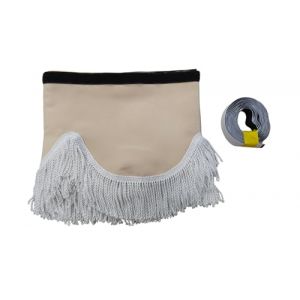 KramTruck Rideau de camion avec pompons - Pare-soleil pour camion, Protection solaire pour toutes les marques de camions (beige clair, pompons blancs) (KRAM-TRUCK Poland, neuf)