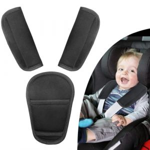Voiture Protège Ceinture de Sécurité Coussin 3 Pièces Coussin Ceinture de Sécurité Amovible Poussette pour Bébé Protège Ceintures pour Adultes et Enfants Protéger Cou Epaules (suozhanglasuo, neuf)