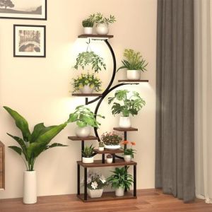 Niwugady Support pour plantes à 8 niveaux, présentoir pour plantes de 150 cm avec lampes de croissance, supports à étages en métal, grande étagère pour pot de fleurs (Antiyou, neuf)