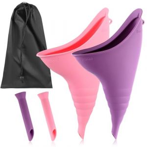 Lot de 2 urinoirs pour femmes, urinoir r&eacute;utilisable pour femme, urinoir f&eacute;minin, entonnoir portable en silicone pour voyage, randonn&eacute;e, camping, voiture, festival (JunMengMaoYiYouXianGongSi, neuf)