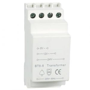 Transformateur de sonnette de porte 8 V-12 V-24 V - Convient pour rail DIN de 35 mm - Transformateur de sonnette pour sonnette et sonnette de porte (SnapNShop Trading, neuf)