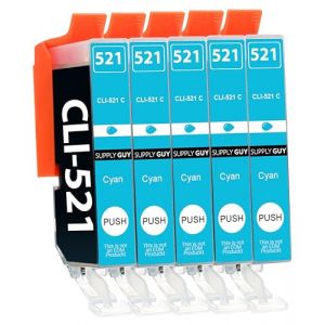Supply Guy 5 Cartouches d'encre avec Puce Compatible avec Canon CLI-521 (Cyan) pour Canon Pixma IP3600 IP4600 IP4600-X IP4700 MP540 MP550 MP560 MP620 MP630 MP640 MP640-R MP980 MP990 MX860 MX870 (SupplyGuy, neuf)