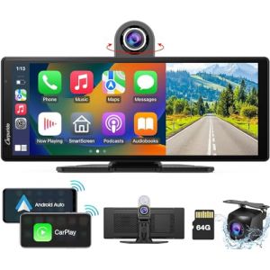 Carpuride W903 Autoradio sans Fil Carplay & Android Auto avec Caméra de Tableau de Bord 4K, Caméra de Recul, écran Tactile Portable IPS 9,3", Récepteur Radio avec Miroir, Bluetooth, Navigation (lutuo, neuf)